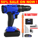 Cordless Drill Driver 21V, Electric Drill Kit with 1500mAh LI-ion Battery, Cordless Screwdriver 25+1 Torque, 45N.m Max, 29PCS Accessory, 2 Variable Speed, LED Light for Home and Garden DIY Project