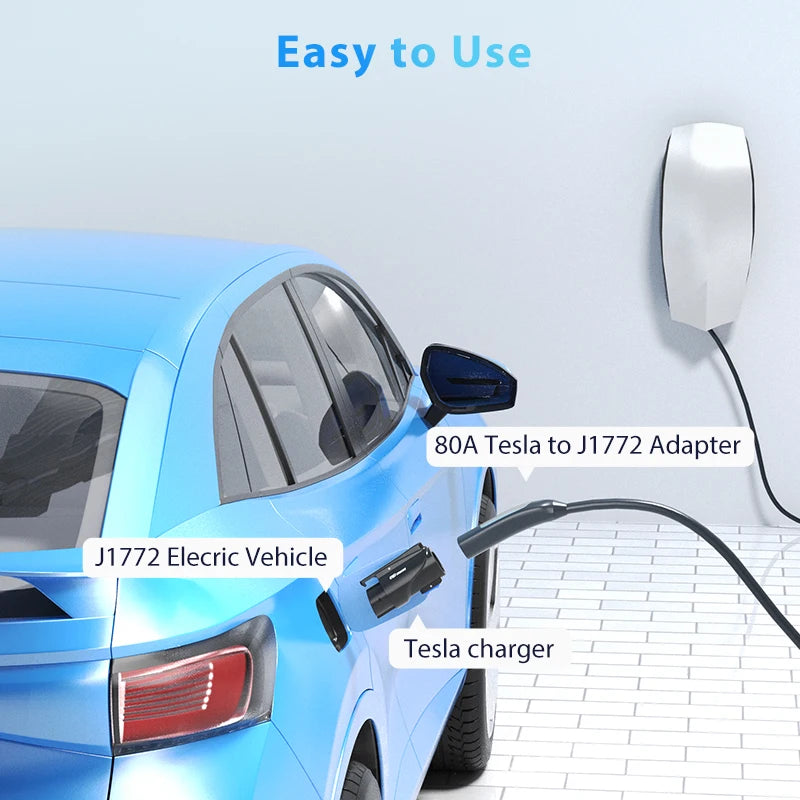 EVDANCE Portable Tesla to J1772 EV Charging Adapters 80A 20kW 250V Car Electrical Devices Compatible All NACS Chargers