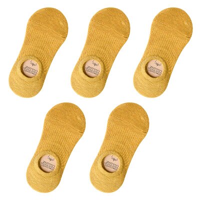 5 Pairs Women Cotton Invisible No show Socks Non-slip Summer Candy Solid Low cut Sock Slipper Fashion Thin Ankle Boat Socks