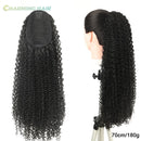 Aplique Rabo de Cavalo Longo Cacheado Orgânico Fibra Premium Com Clipe De Onda Profunda Cabelo Afro Cacheado 70cm 180g