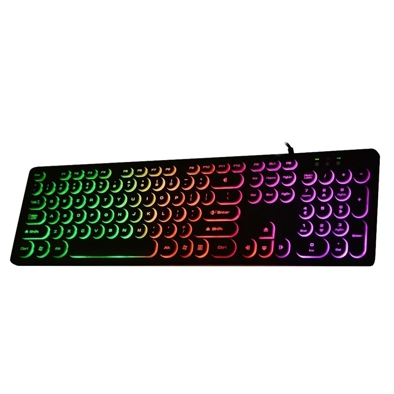 Gamer Knup KP-2059 QWERTY ABNT2 Portuguese Brazil Black Light RGB Illuminated USB Ergonomic PC Notebook Game Keyboard