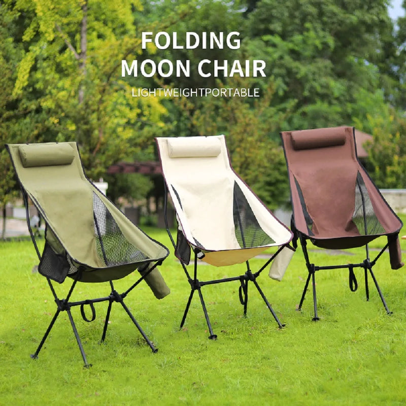 Portable Folding Camping Chair with Headrest Lightweight Tourist Chairs Aluminum Alloy Fishing Chair Outdoor Furniture