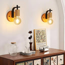2 Pack Indoor Wall Lights ,Vintage Wood Wall Sconces Lights,E27 Industrial Black Wall Lamp for Hallway,Stairs(Without Bulb)