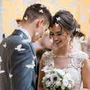 KROWN White Butterfly Cannon for Wedding, White Concetti Canyon in the Shape of Butterflies, Wedding and Anniversaries, Paper-cardboard, 40 cm, White, Details and Gifts, Weddings, Communions, Birthday, baptisms