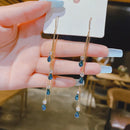 New 2023 Korean Long Red Zircon Ear Line Hang Crystal Dangle Earrings For Women Fashion Party Jewelry Christmas Gift For Girls