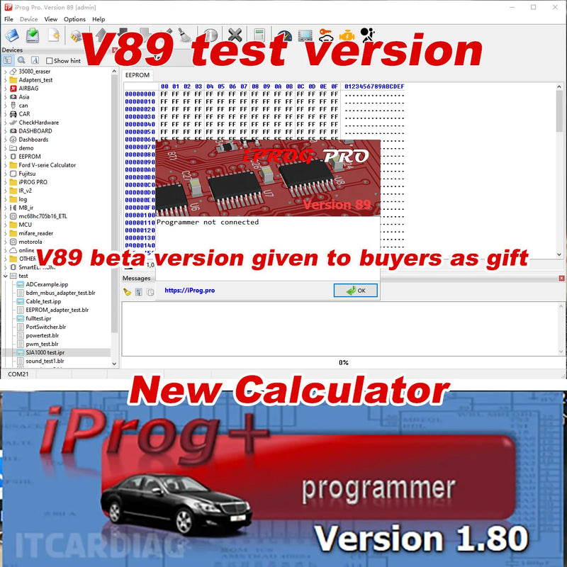 Iprog Pro V87 Gift V89 Test with 7/11 Adapters for Eeprom IMMO/KM/Radio/Airbag Reset Dashboard IPROG+ ECU Key Programmer Tool