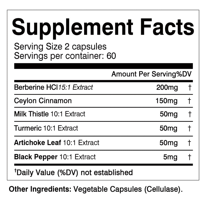 Berberine Supplement - Ceylon Cinnamon, Turmeric - Digestive Health, Antioxidant - 120 Capsules