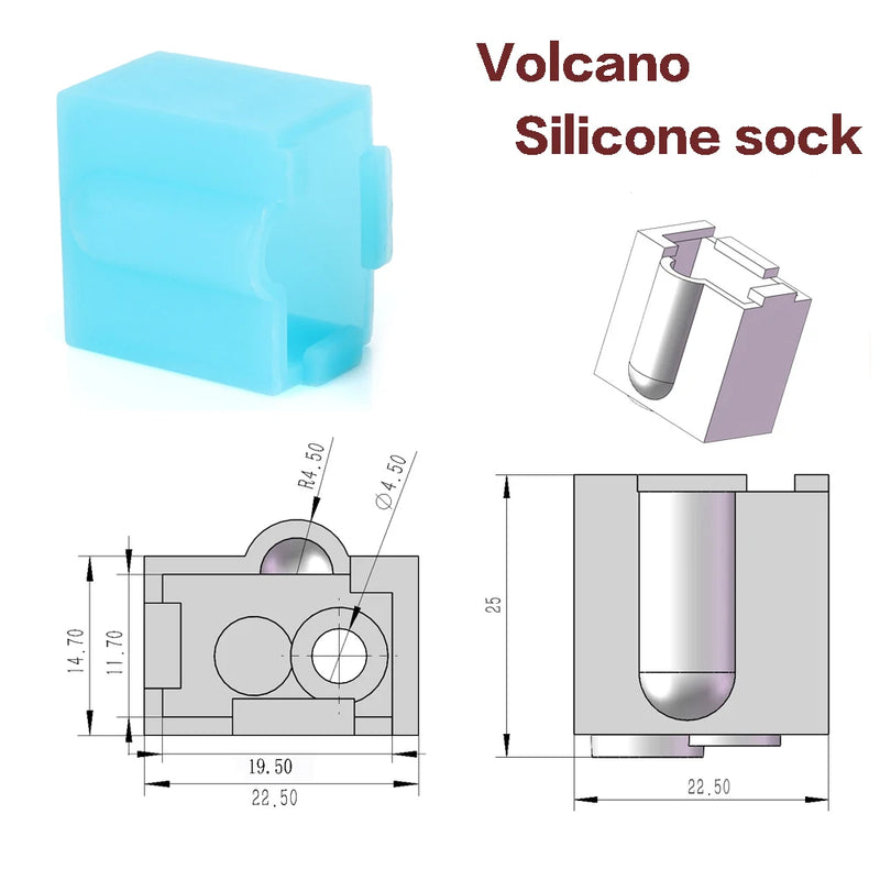 For E3D V6/V5 MK7 MK8 MK9/Volnaco /BP6 Heat Block Socks Silicone Sleeve Heater Block Hotend Protector Cover For 3D Printer Parts