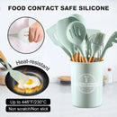 12 Piece Set Kitchen Accessories Cooking Tools Silicone Cooking Utensils Kitchen Utensil Set with Wooden Handle
