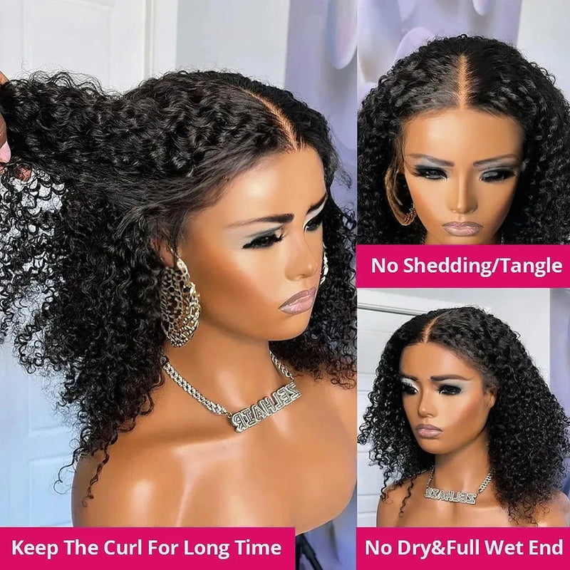 200 Density Curly Glueless Wigs Human Hair 13x6 HD Lace Frontal Wig Deep Wave Ready To Wear 6x6 Closure Wigs Pre Cut Preplucked