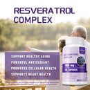 Resveratrol Complex - Antioxidant, Support Overall Health & Metabolism, Promotes Healthy Aging, Skin Health - 120 Capsules