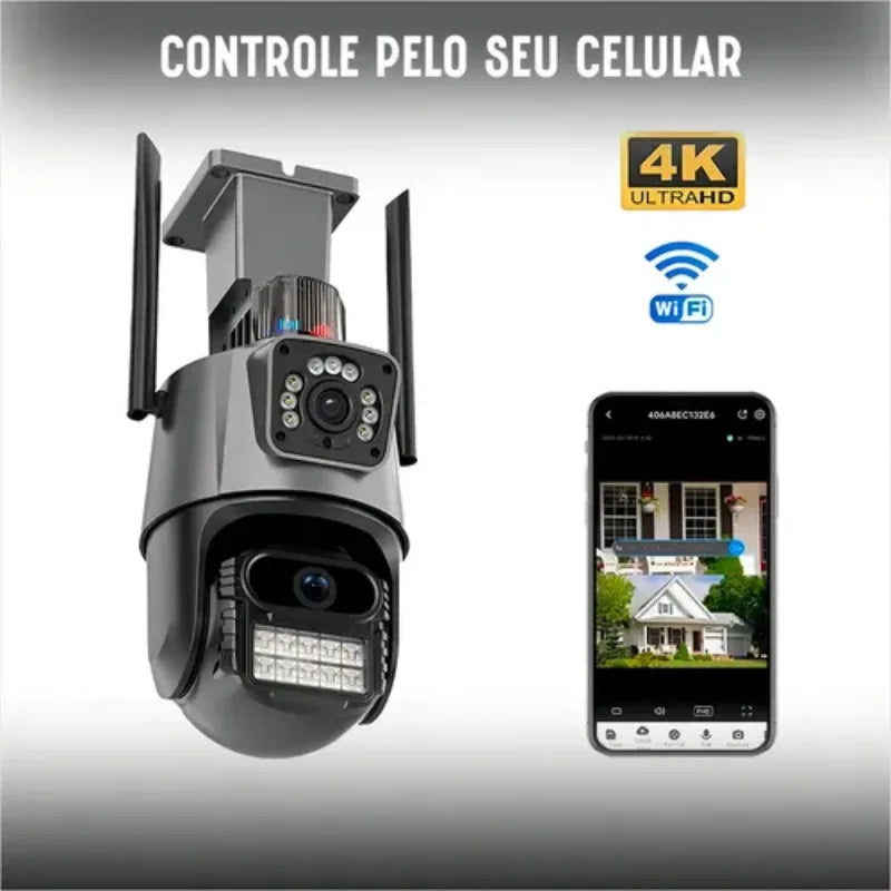 6MP 4K Dual P11 Camera-360 ° + Night Vision, LED Alarm, Waterproof, 2-Way Audio