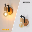2 Pack Indoor Wall Lights ,Vintage Wood Wall Sconces Lights,E27 Industrial Black Wall Lamp for Hallway,Stairs(Without Bulb)