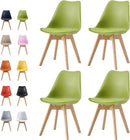 mcc direct Set of 4 Dining Chairs Wooden Legs Soft Cushion Pad Stylish DELUXE Retro Lounge Dining Office EVA