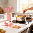 12 Piece Set Kitchen Accessories Cooking Tools Silicone Cooking Utensils Kitchen Utensil Set with Wooden Handle