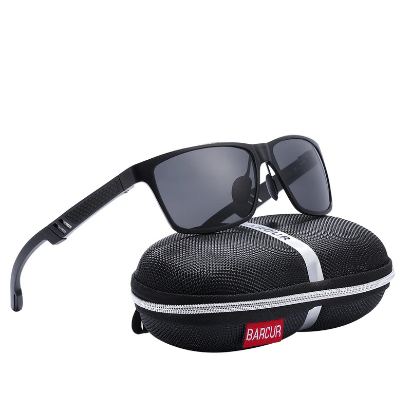 BARCUR Aluminum Polarized Sunglasses Men Polarized Sun Glasses Square Goggle Eyewear Gafas oculos de sol masculino
