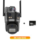 WIFI IP Camera 6K HD Outdoor Three Screen PTZ Camera Wireless 4K 8MP AI Human Detection Waterpoor Video Security Camera iCSee