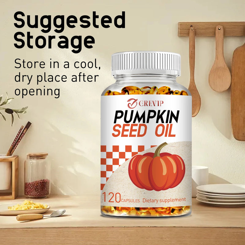 Pumpkin Seed Oil - Supports Men's Prostate Health, Promotes Hair Growth, Urinary Tract Support - 120 Capsules