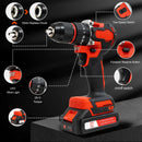Drill/Cordless Screwdriver with 2 batteries 21 V, drill 42 Nm couple, 25 + 1 couple levels, LED light, 2 speeds