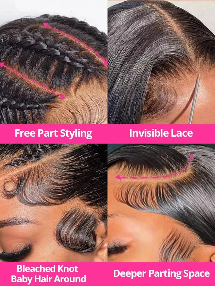 30 40 Inch Straight 13x6 HD Lace Frontal Wig 13x4 Lace Front Wigs Human Hair Brazilian 200 Density Preplucked Raw Remy For Women