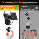 Outdoor 4K HD Built-in Battery Dual Lens Solar WiFi Camera Security Camera Solar Panel Wireless Cam PIR Alarm iCsee