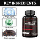L-Arginine Capsules - Enhance Men's Energy, Muscle Mass, Endurance & Blood Flow - 120 Capsules