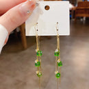 New 2023 Korean Long Red Zircon Ear Line Hang Crystal Dangle Earrings For Women Fashion Party Jewelry Christmas Gift For Girls