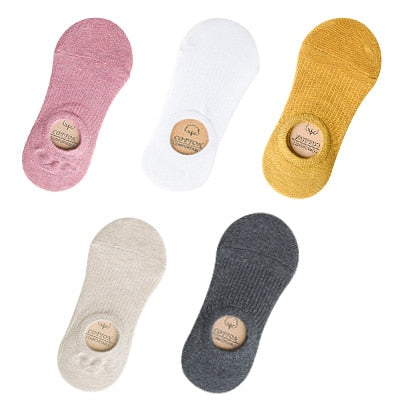 5 Pairs Women Cotton Invisible No show Socks Non-slip Summer Candy Solid Low cut Sock Slipper Fashion Thin Ankle Boat Socks