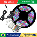 Kit Fita Led Colorida 3528 Rgb Luz Led Original Com Fonte E Controle