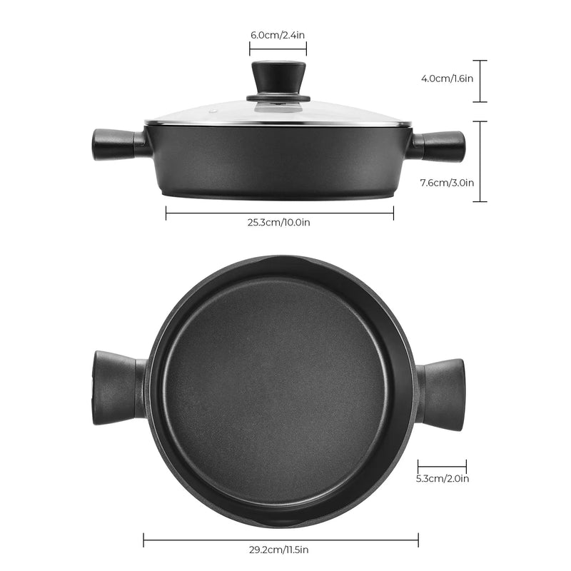 Frying Pan Induction with Lid, Sauté Pan, Serving Pan with High Rim, Cooking Pot 28 cm / 3.8 L with Anti-Scalding Handles