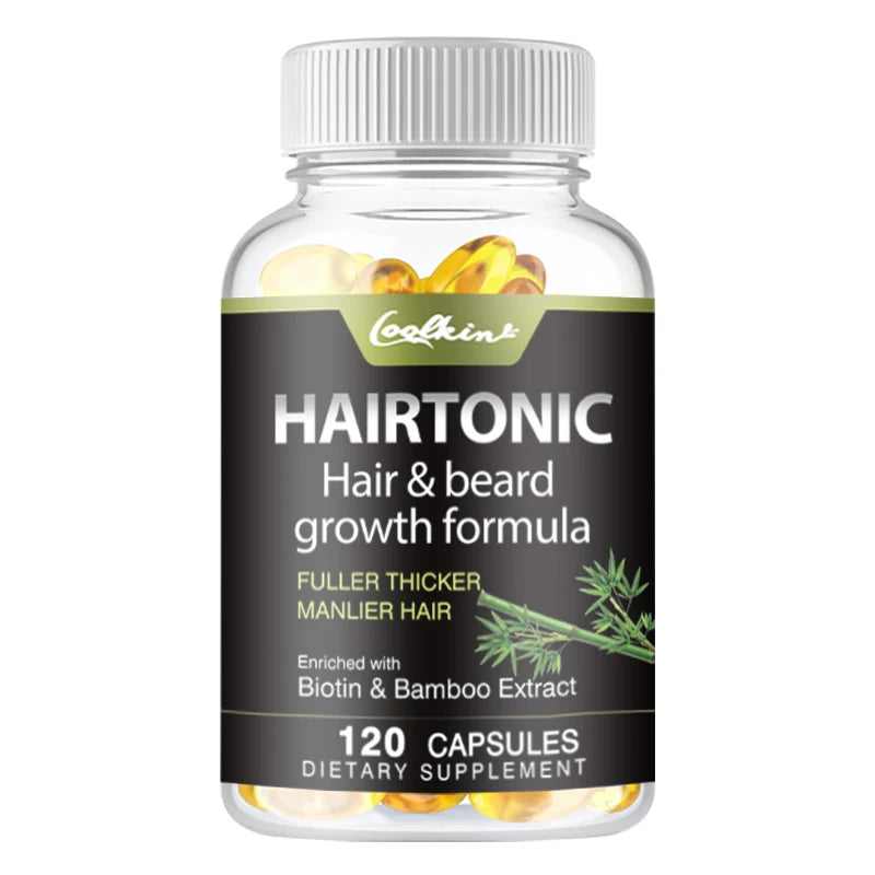 Hair & Beard Growth Supplements - Biotin & Bamboo Extract - for Men’s Beard and Hair Growth, Relieve Hair Loss - 120 Capsules