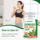Ginkgo Biloba Capsules - Brain Health, Improving Concentration & Memory, Energy Boost - 120 Capsules