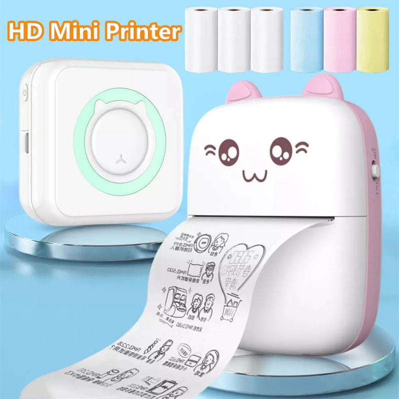 Portable Mini Thermal Printer Wirelessly BT 203dpi Photo Label Memo Wrong Question Printing With USB Cable Imprimante Portable