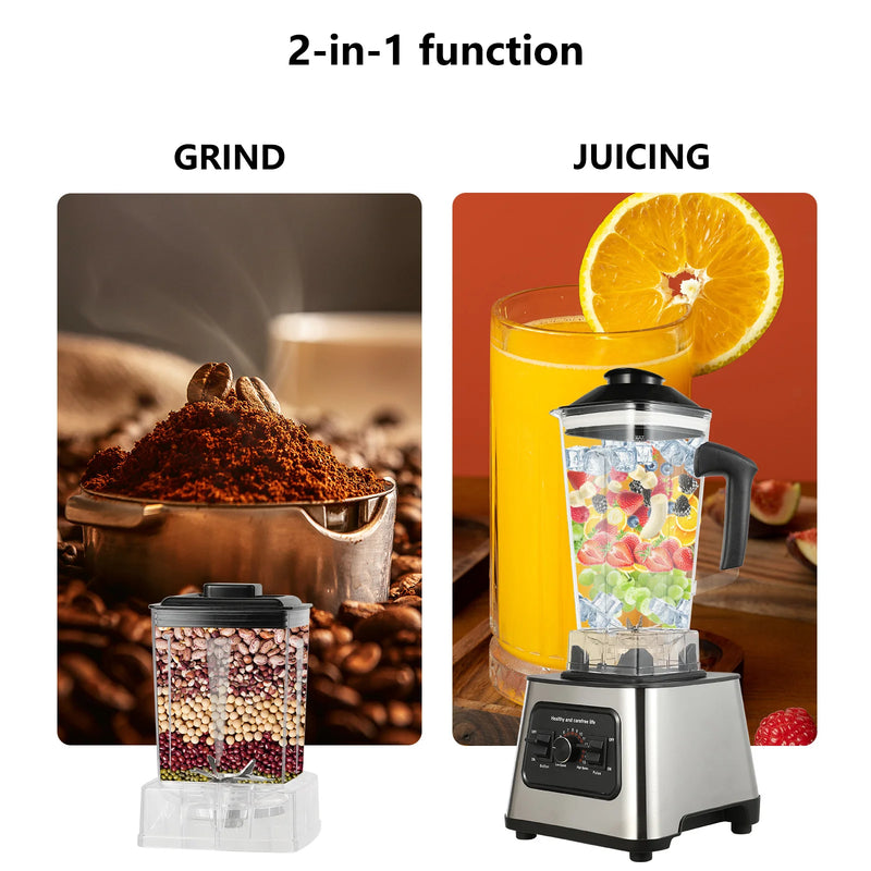 6000W Power multi-function Professional Blender 4-Blade 2-In-1 Wall Breaking Machine 2.5L Container Ice Nut Fruit mix Strong