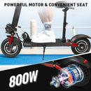 Electric Scooter With Seat 800W Max Speed 45-50km/h Range 35-55km 10inch Off-Road Tires Dual Shock Absorbing Folding EScooter