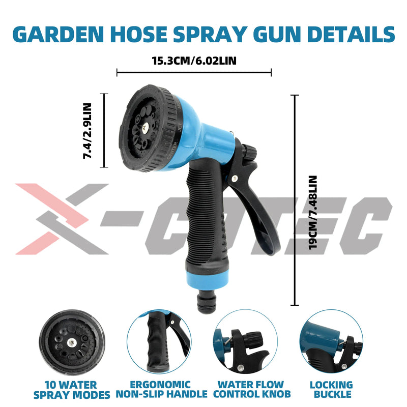 X-COTEC Extensible Garden Hose, Flexible Water Hose, 30m/100FT, Irrigation Tools, 10 Functional, for Garden