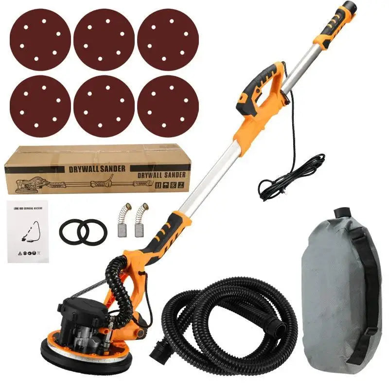 9-inch Electric Drywall Sander 225MM Wall Grinding Machine Putty Dustless selfvacuum LED Long Rod Polishing Sand Paper Machine