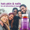 Biotin 10000mcg - Unterstützt gesundes Haar, Haut und Nägel, Anti-Aging, hellt den Hautton auf - 60 Gummibärchen