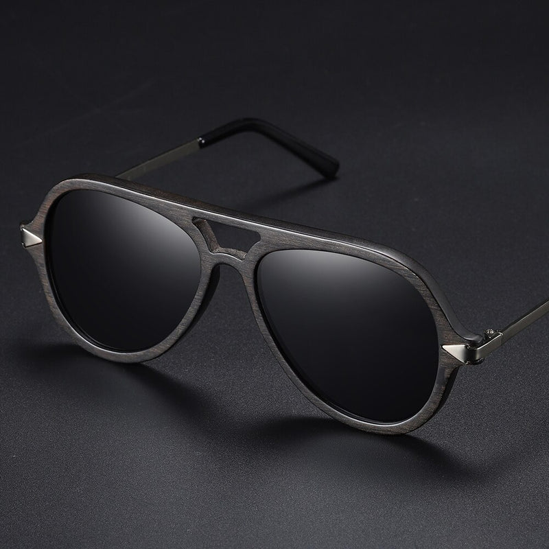 EZREAL Vintage Black Wood Frame Sunglasses Bamboo Galsses For Men Polarized UV Protection Handmade Wooden Sunglasses