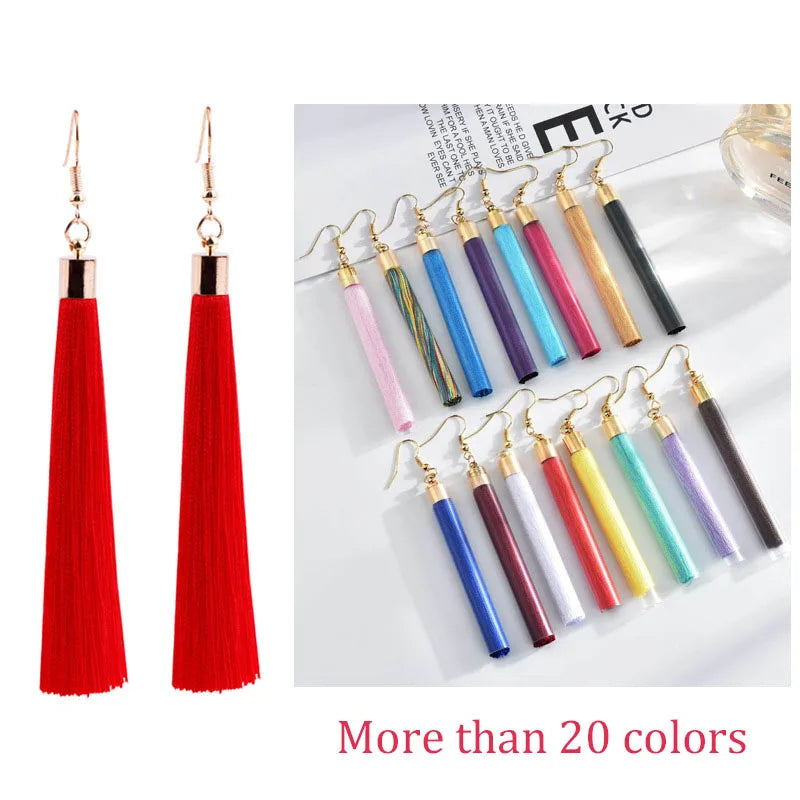 New Arrival 20 Colors Tassel Earrings for Women fashion earrings for women 2023 statement Earrings Simple Dangle Earrings Wholes