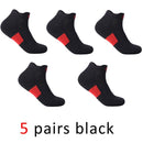 5 Pairs Ankle Sport Socks Cotton Towel Bottom Damping Striped Sweat-Absorbing Badminton Tennis Bike Run Travel Fitness Socks