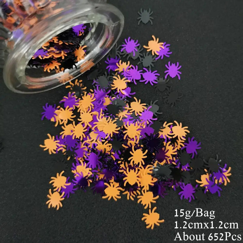 15g Cat Dog Confetti Spider Bat Sequin DIY Animal Theme Party Table Decoration Halloween Black White Purple Festival Supplies