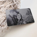 Engraved Laser Picture Wallet Insert Card Black Stainless Steel for Father's Day Gift with Your Handwriting Personalized Design