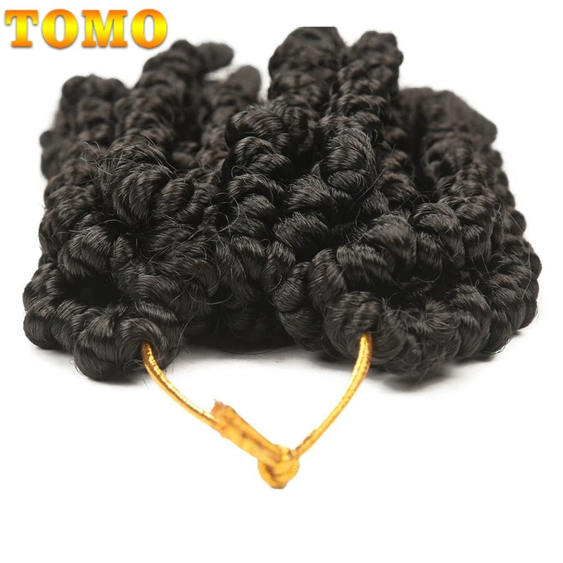 TOMO Pre-twisted Passion Twist Crochet Hair 8 Inch Ombre Synthetic Bomb Twist Braids Short Wavy Curly Spring Twist Crochet Hair