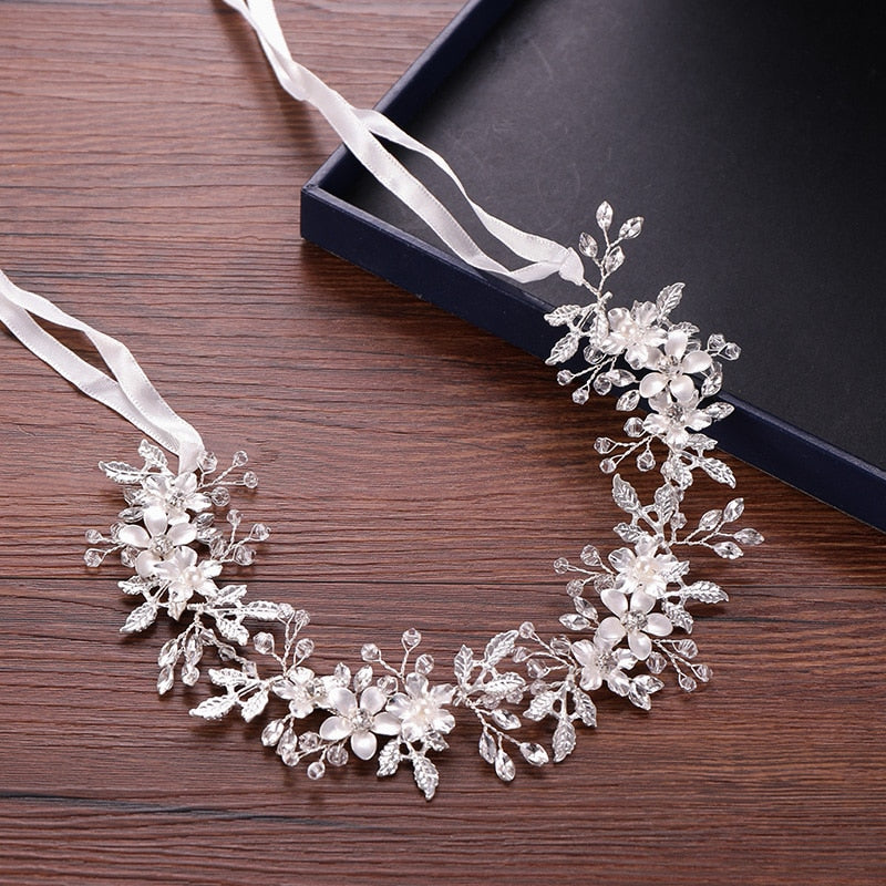 Trendy Bridal Flower Hair Jewellery Crystal Rhinestone Handmade Wedding  Headdress Headband WomanHair Accessories Tiara