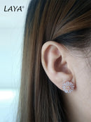 LAYA Real 925 Sterling Silver Fashion Natural Shell Flower High Quality Zircon Earrings Of Women Wedding Simple Fine Jewelry