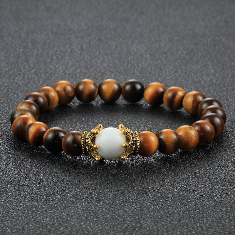 Tiger Eye Beaded Bracelets Bangles Men Braided Rope Healing Balance Yoga Charm Women Natural Stone Buddha Bracelet Adjustable