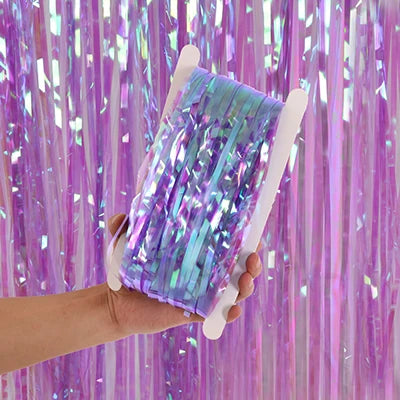 2M 3M Party Backdrop Curtains Rain Sequin Tinsel Foil Curtain Photo Booth Wedding Decoration Birthday Party Supplies