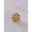 Yhpup Statement Handmade Weave Stainless Steel Ring for Women Fashion Metal Texture Opening Summer Finger Chic Jewelry Gift