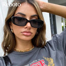 Klassische weiße rechteckige Damen-Sonnenbrille Neue Mode kleine Retro-Marken-Designer-Quadrat-Sonnenbrille Weibliche Dame Brille